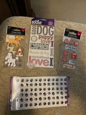 Essentials Dog Puppy Stickers in Beige, Pink, Brown